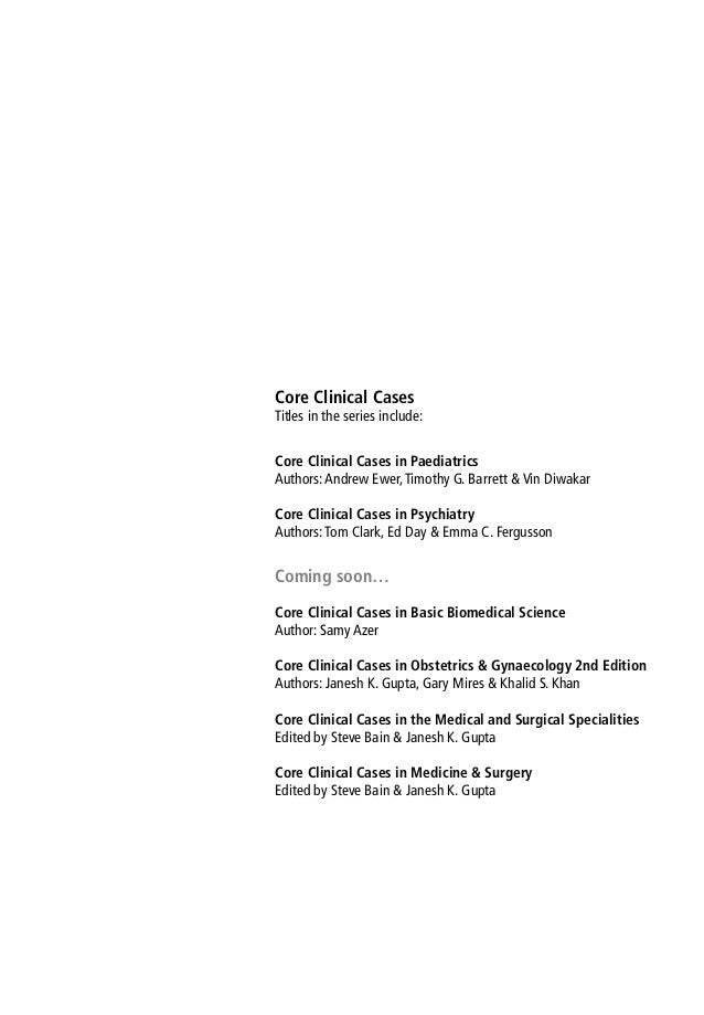 Core Clinical Cases in Psychiatry: a problem-solving approach